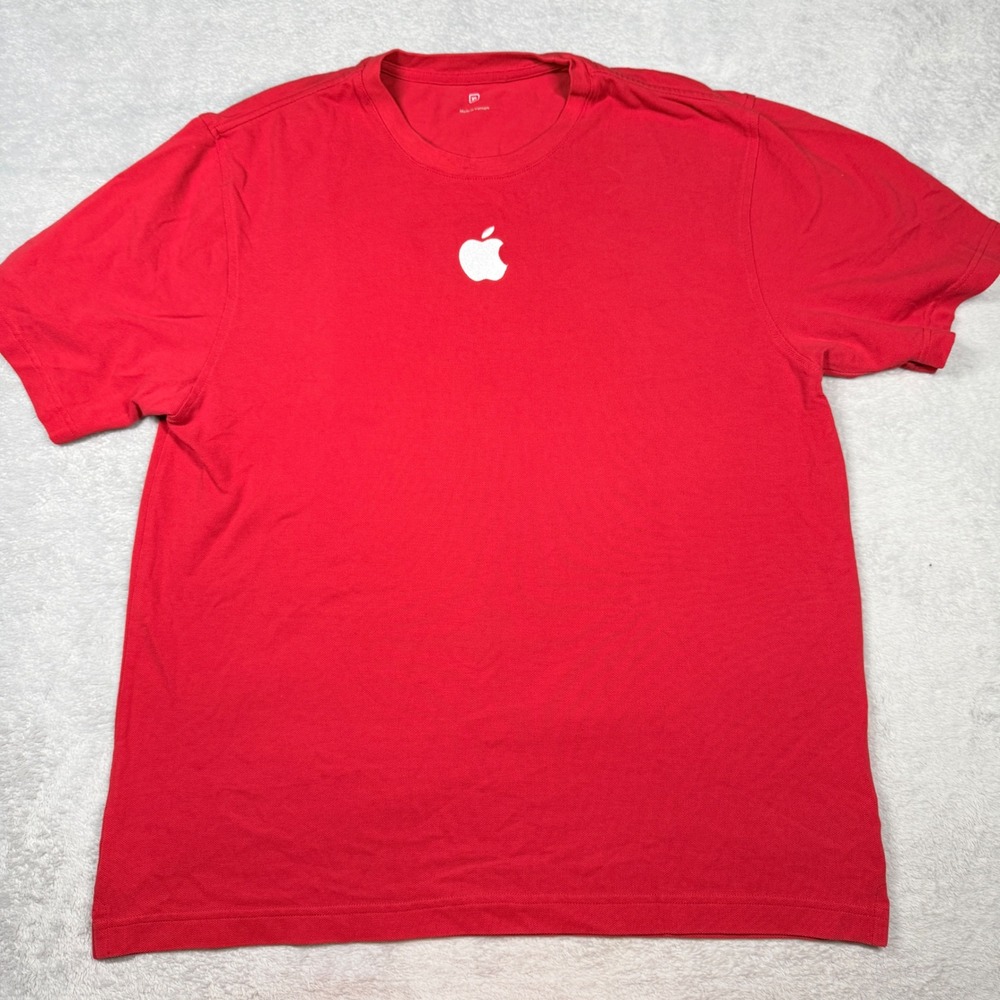 Apple Logo Red Polo Shirt Mens XL Short Sleeve Embroidered Casual Top